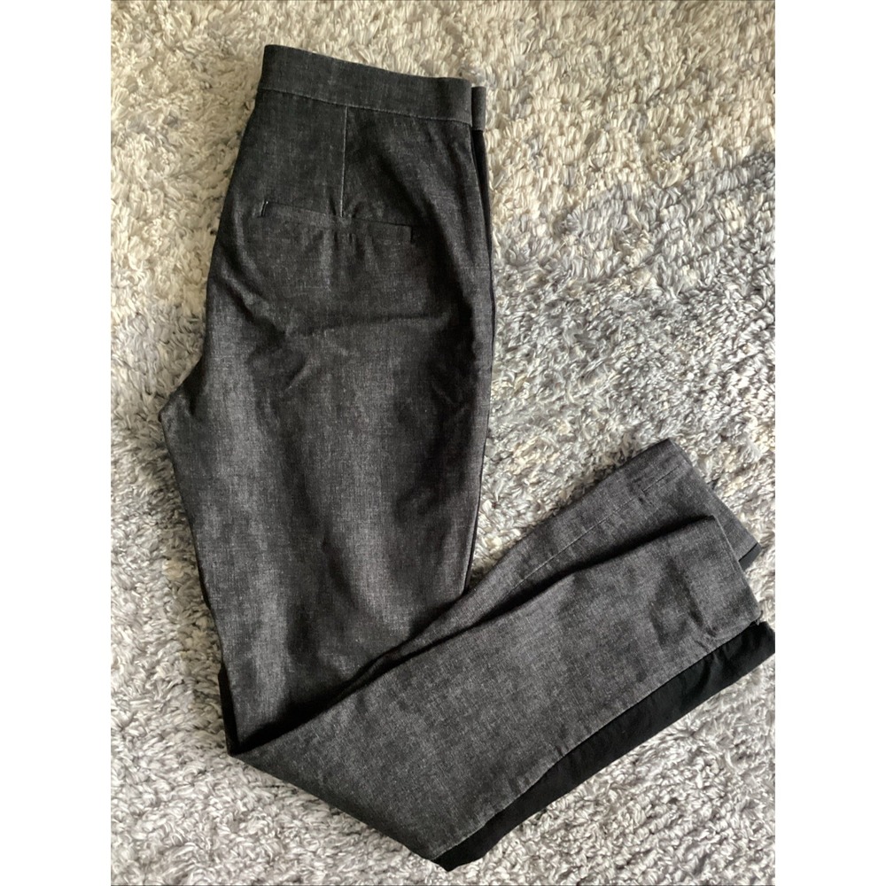 Banana Republic Women Size 2P Grey Tuxedo Pants With Black Stripe